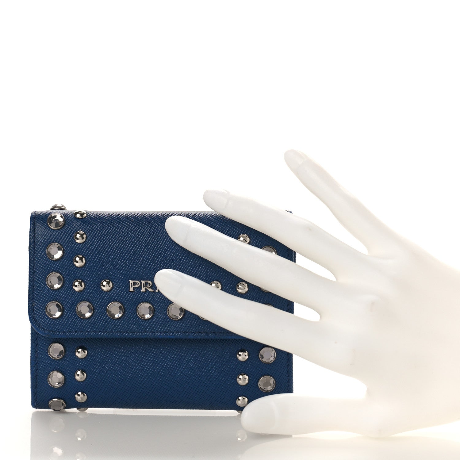 Prada Saffiano Crystal Card Holder 2 of 7