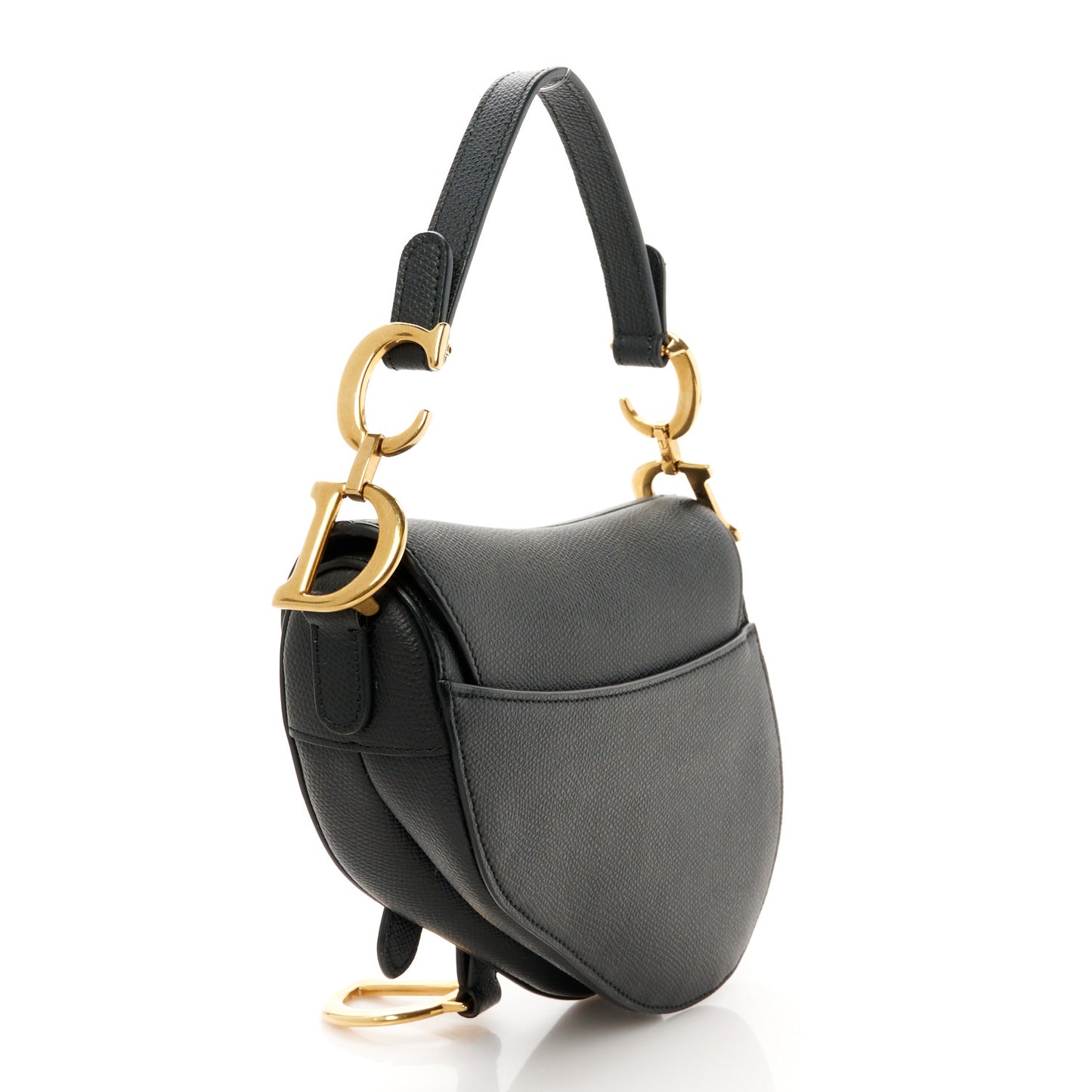 Grained Calfskin Mini Saddle Bag Black