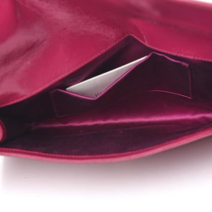 Saint Laurent Textured Patent Monogram Large Belle De Jour Clutch Fuchsia 4 of 10