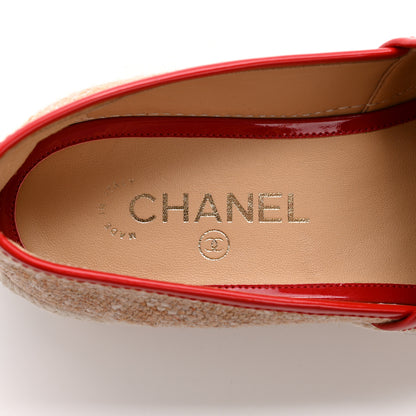 Chanel Fabric Patent Calfskin CC Espadrilles 38 Pink Red 9 of 13
