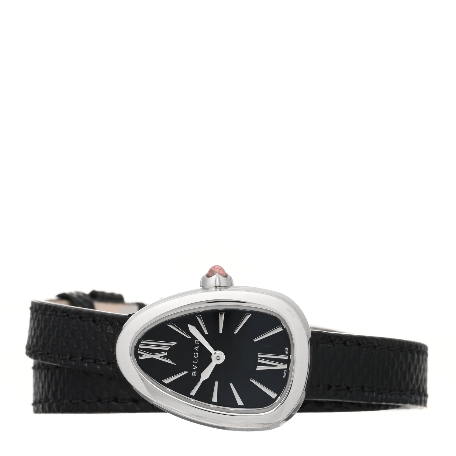 Bulgari Stainless Steel Lizard 20mm Serpenti Double Wrap Quartz Watch Black 2 of 5