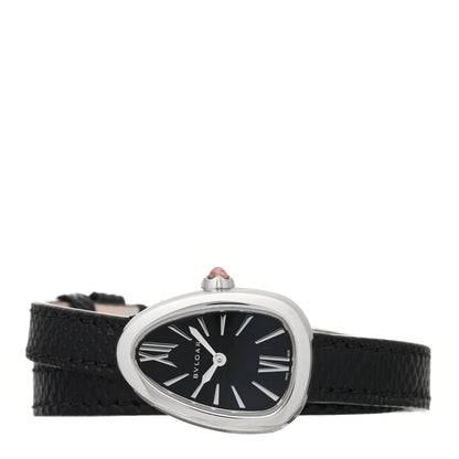 Bulgari Stainless Steel Lizard 20mm Serpenti Double Wrap Quartz Watch Black 2 of 5