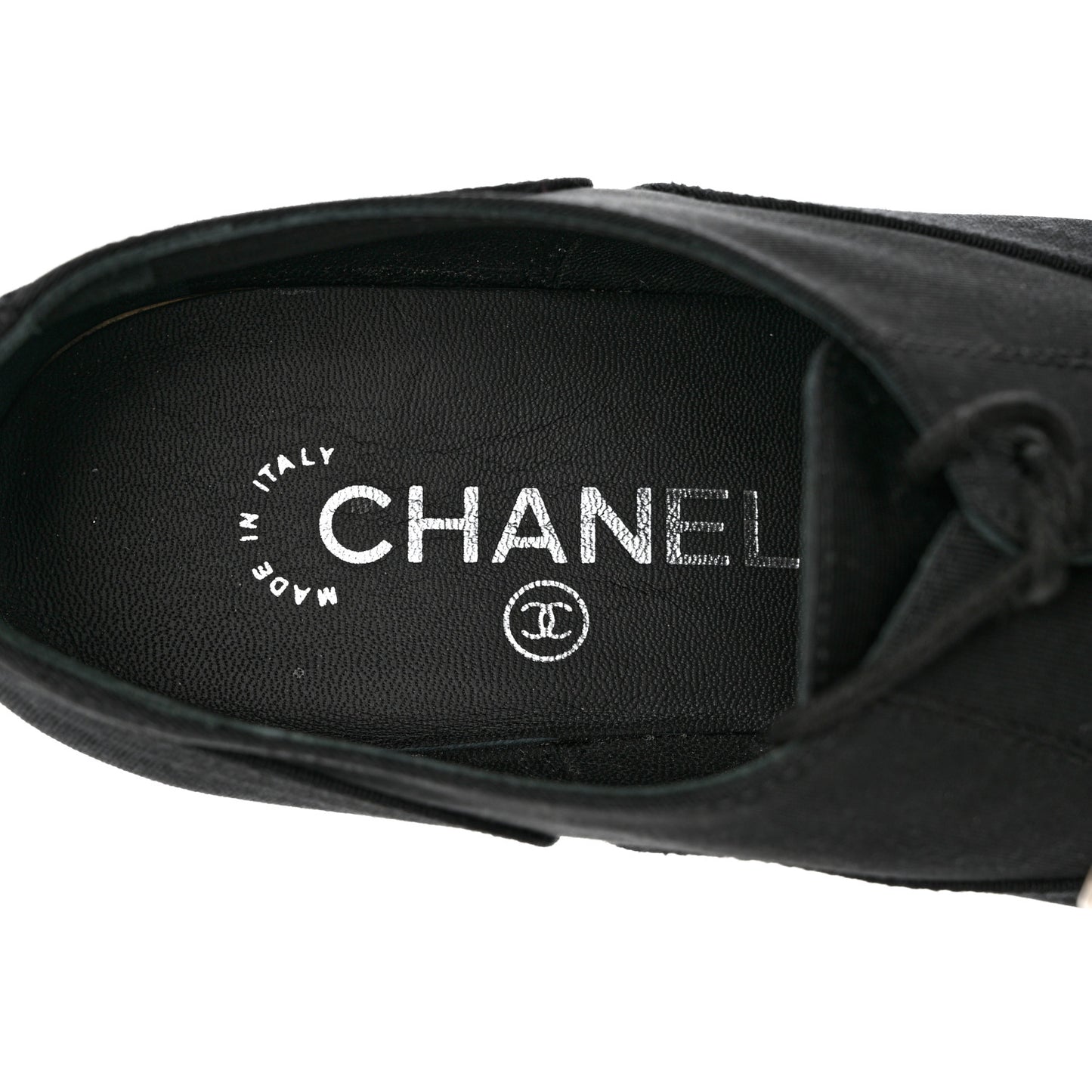 Grosgrain Pearl Crystal Bow CC Oxford Lace Up Booties 38.5 Black