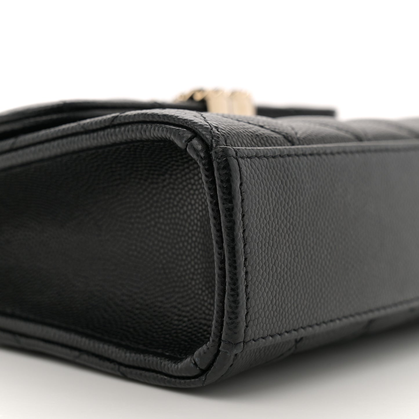 Caviar Quilted Double Chain Top Handle Flap With Chain Black