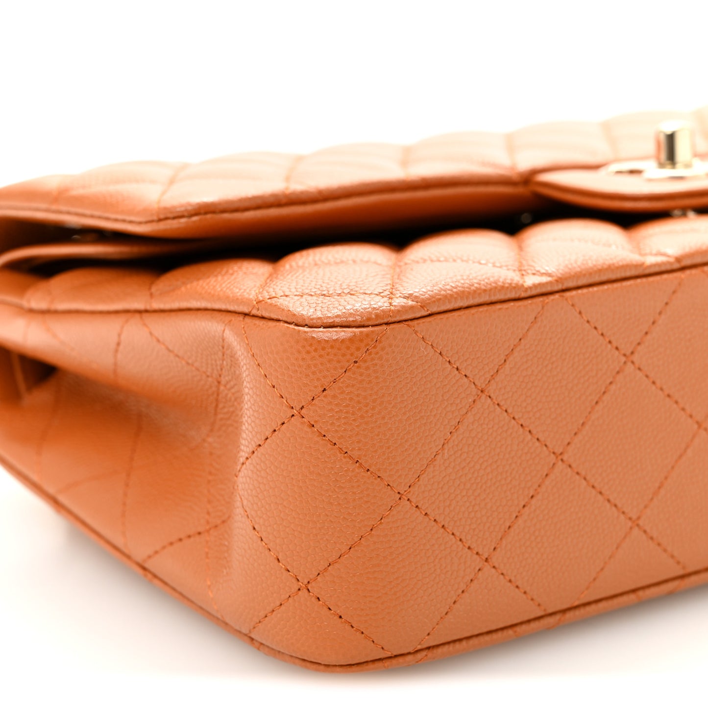 Caviar Quilted Medium Double Flap Light Brown