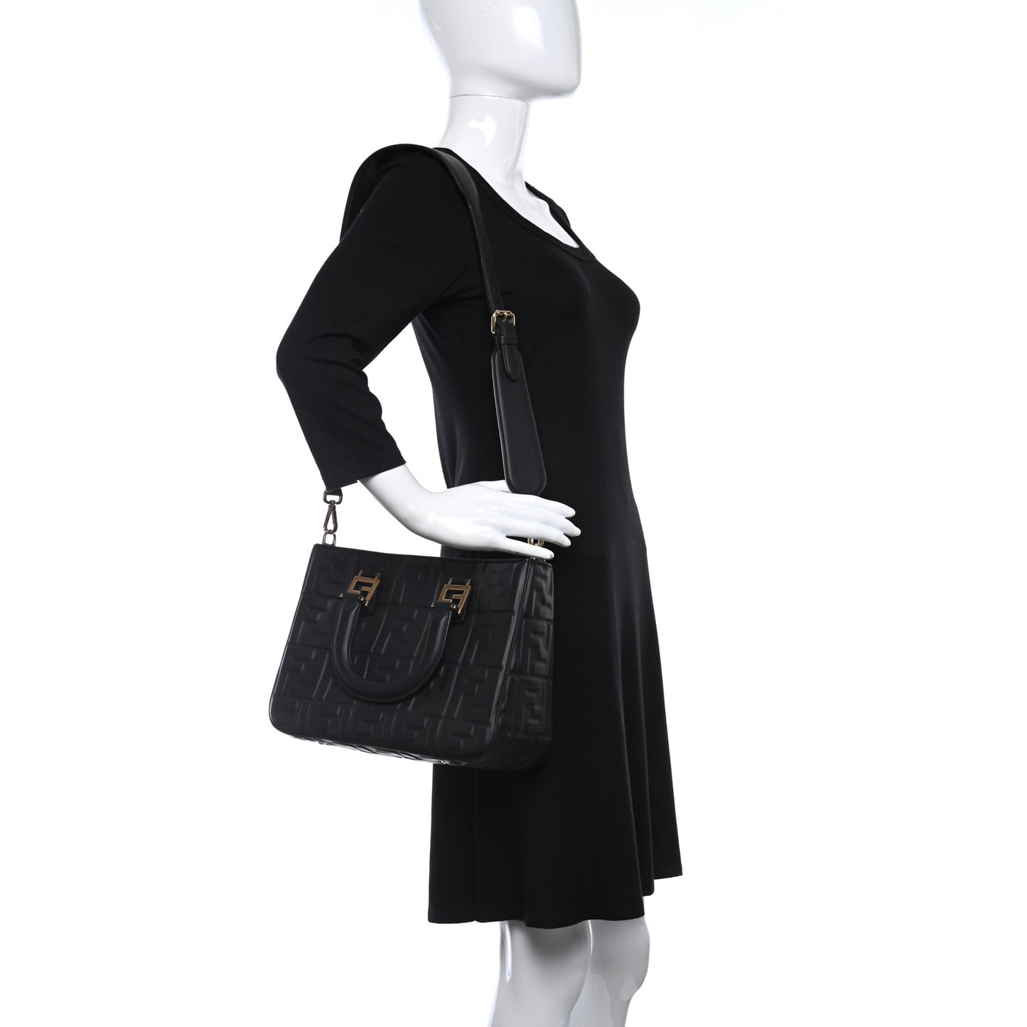 Nappa FF 1974 Embossed Small FF Tote Black