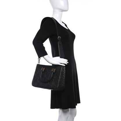 Fendi Nappa FF 1974 Embossed Small FF Tote Black 2 of 8