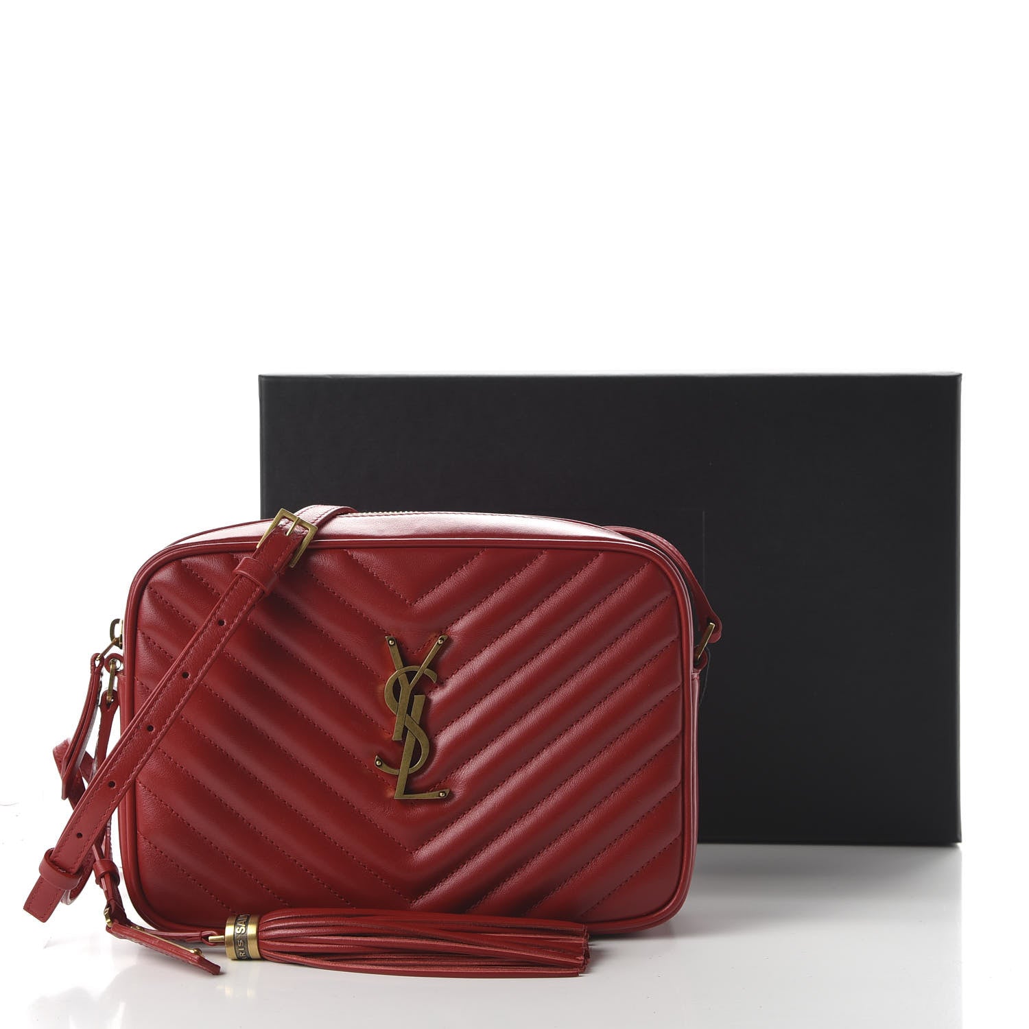 Saint Laurent Calfskin Matelasse Monogram Lou Camera Bag Rouge Eros 10 of 10