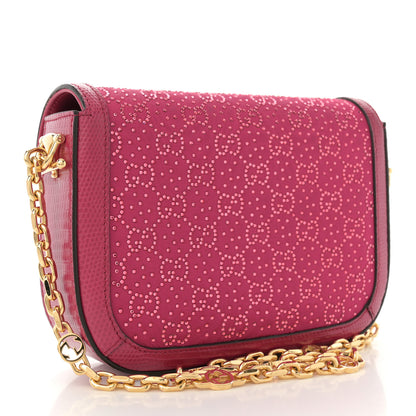 Gucci Canvas Calfskin Crystal GG Monogram Snakeskin Mini Horsebit 1955 Shoulder Bag Pink 3 of 11