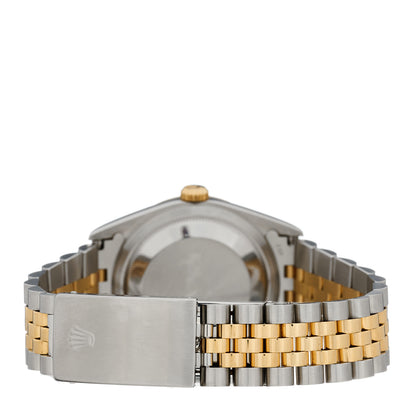 Rolex Stainless Steel 18K Yellow Gold Diamond 36mm Oyster Perpetual Datejust Watch Blue 16233 3 of 4