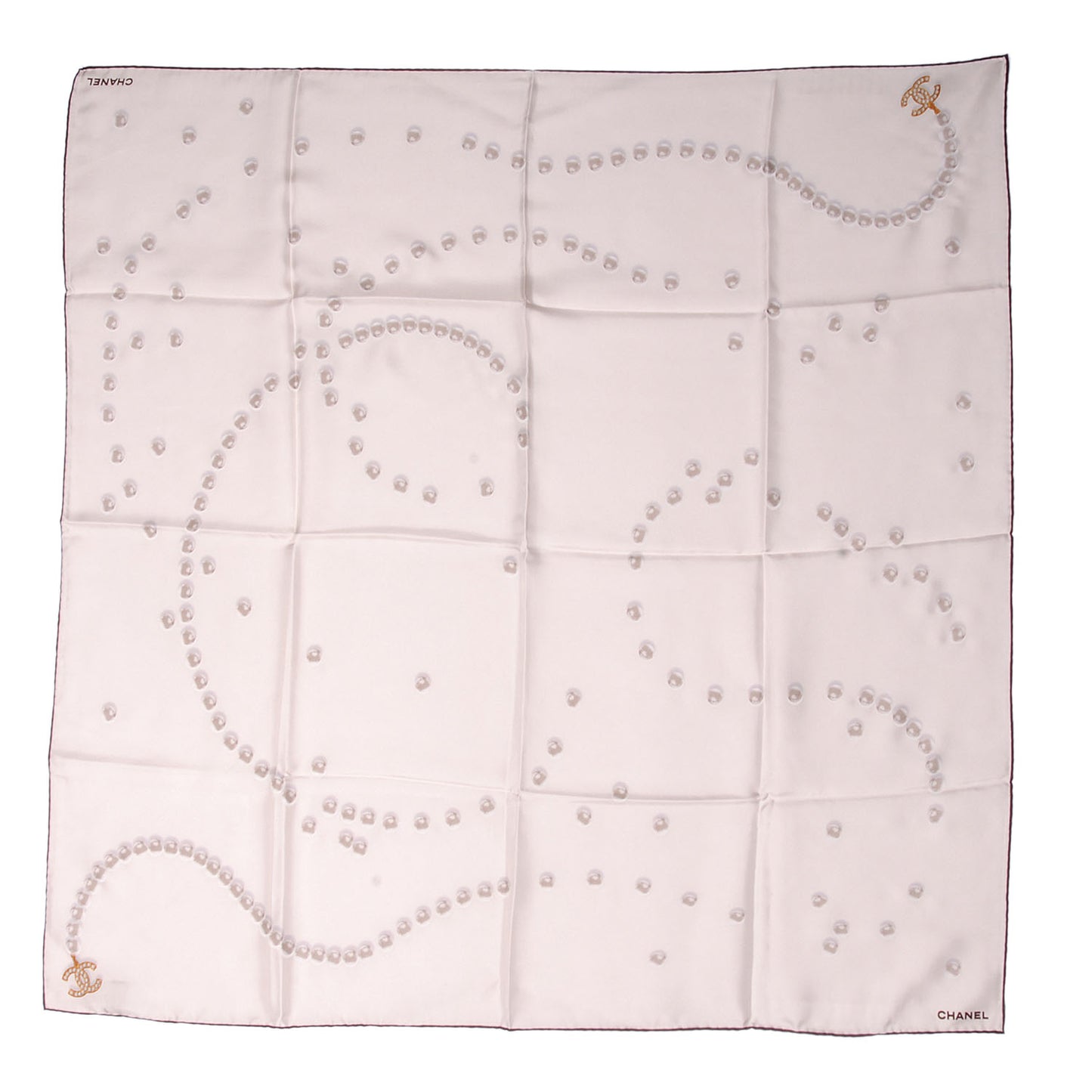 Silk Pearl CC Square Scarf Ivory