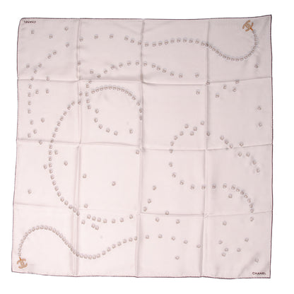Chanel Silk Pearl CC Square Scarf Ivory 8 of 10