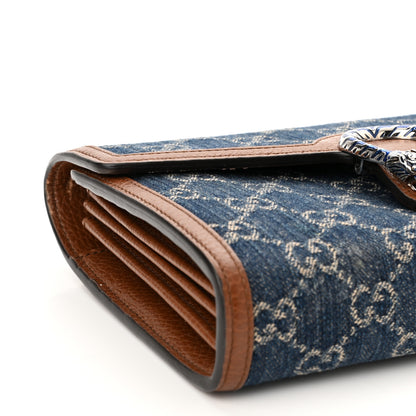 Gucci New Denim GG Monogram Dollar Calfskin Enamel Mini Dionysus Chain Wallet Blue Tea Cuir Epilog Electric Blue 9 of 12