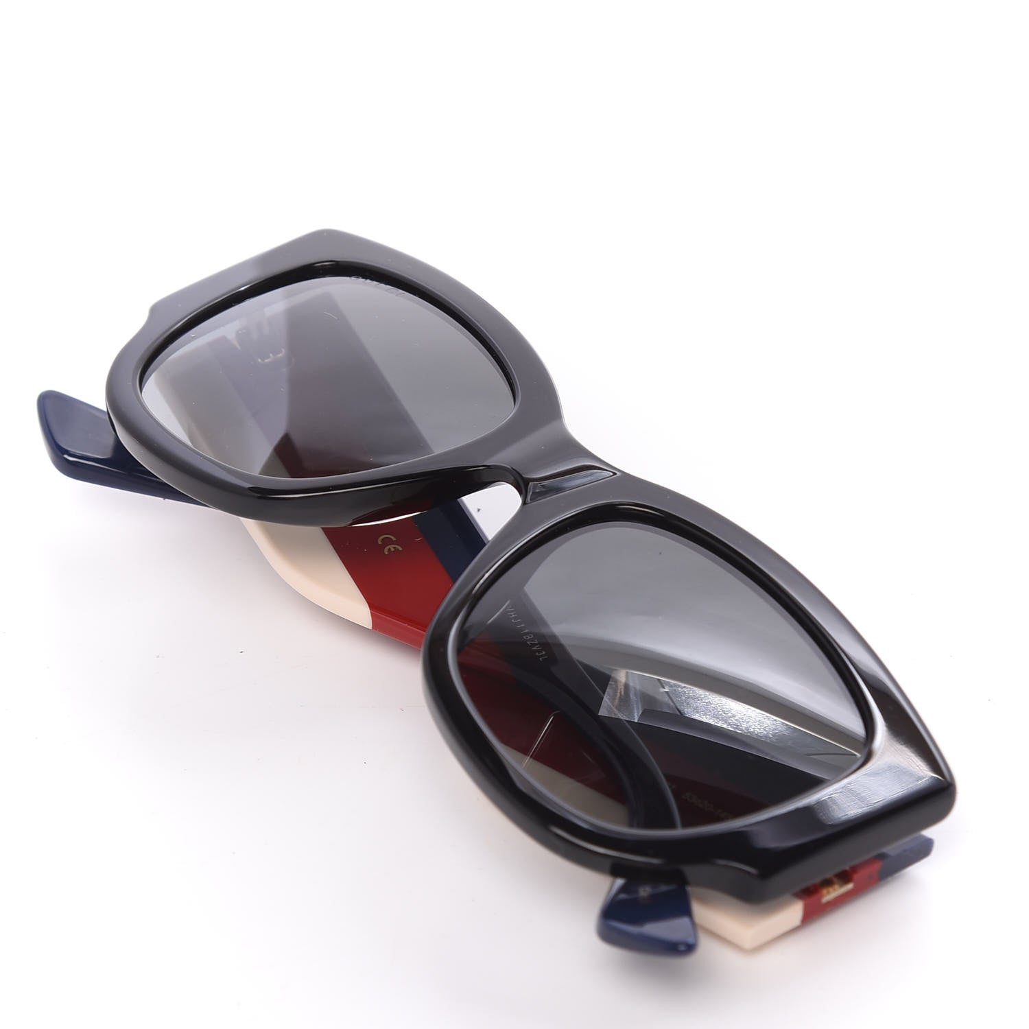 Gucci Acetate Web Oversized Frame Rectangle Sunglasses GG0276S Black Multicolor 8 of 9