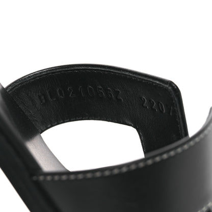Hermes Box Calfskin Oran Sandals 39 Black 10 of 12