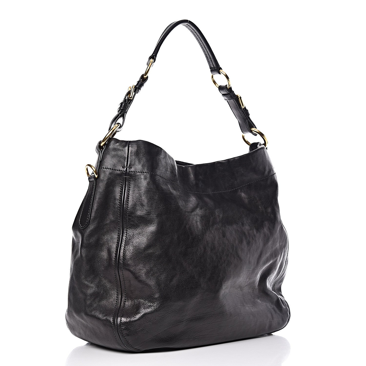 Prada Glace Calf Hobo Black 3 of 11