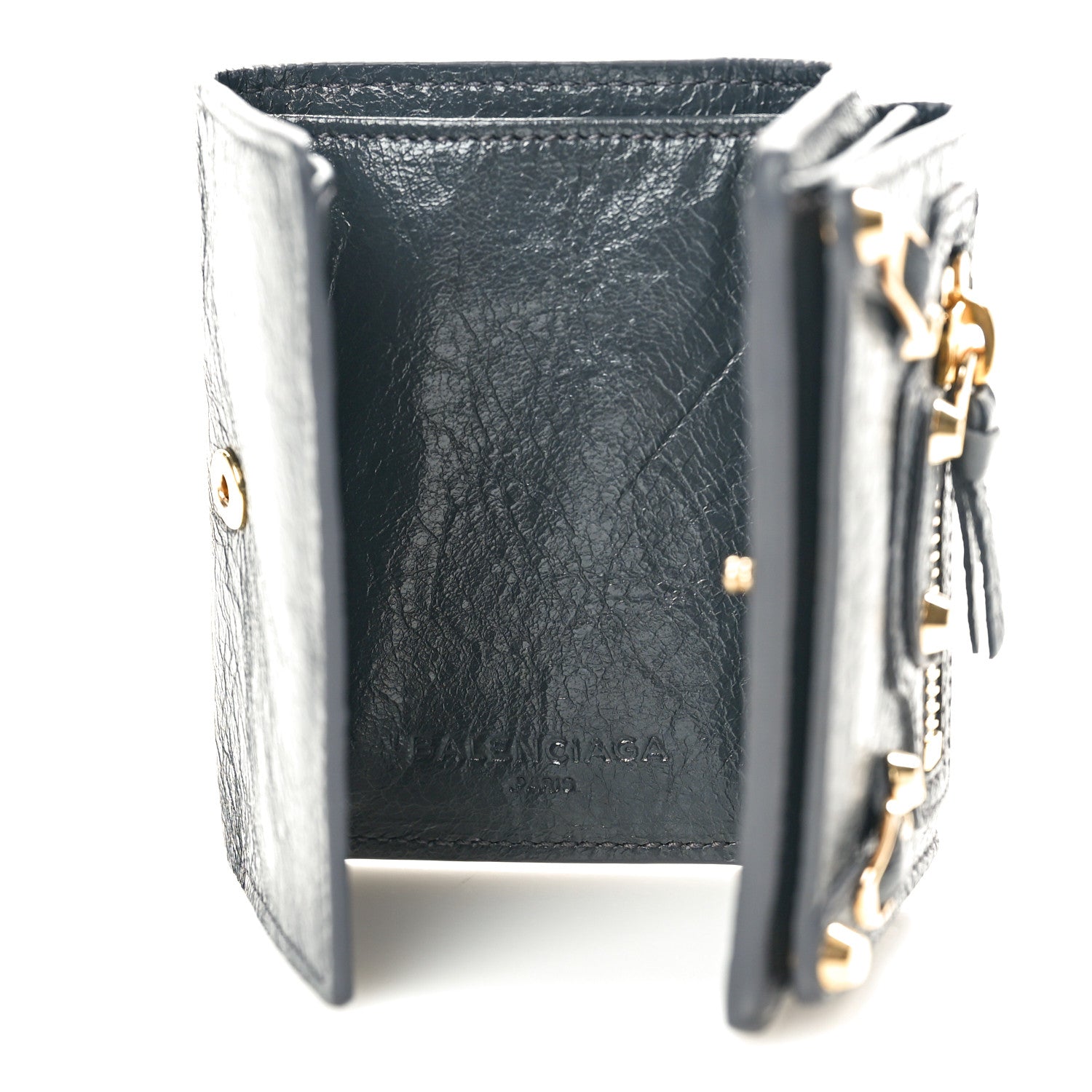 Balenciaga Agneau Arena Classic Gold Hardware Mini Wallet Gris Fossile 8 of 10