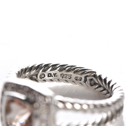 David Yurman Sterling Silver Diamond Morganite 7mm Petite Albion Ring 53 6.5 5 of 5