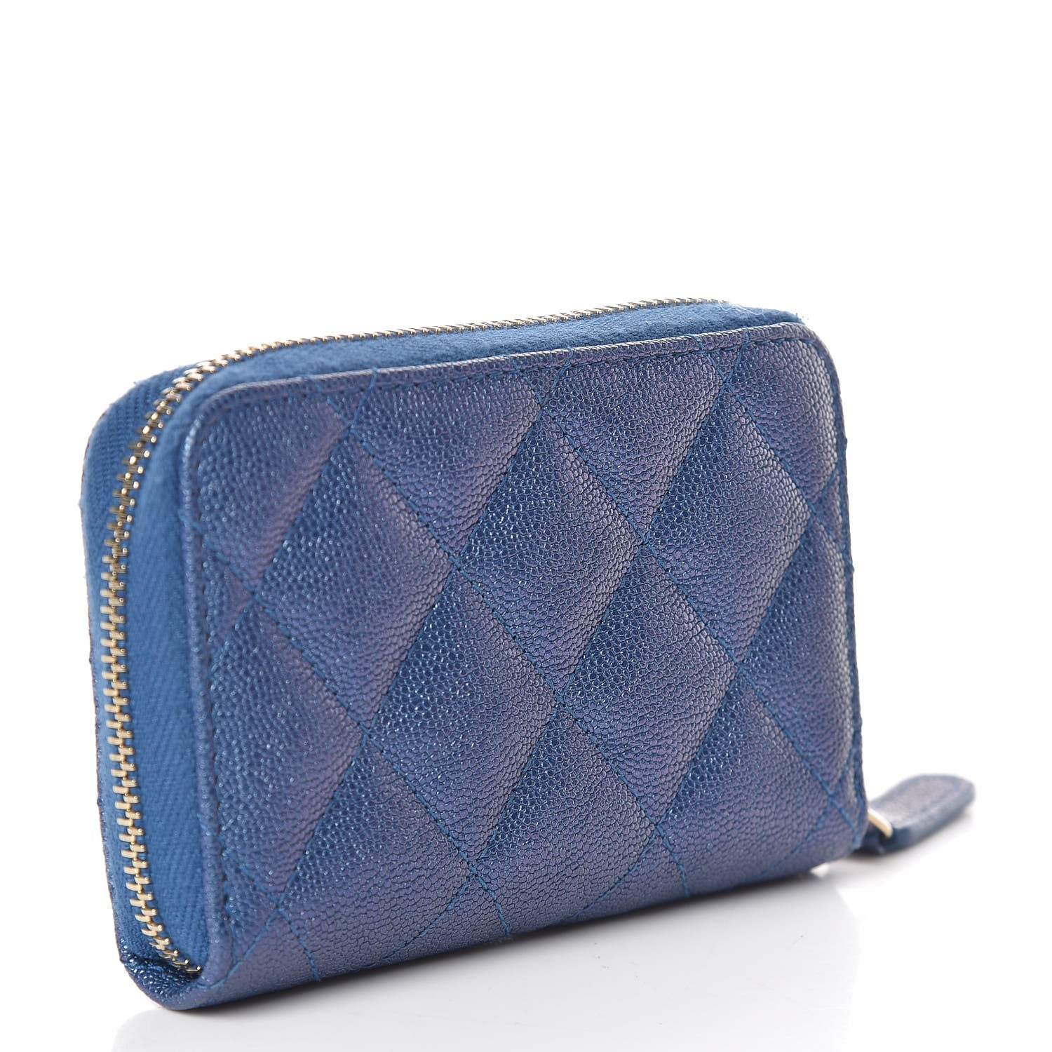 Chanel Iridescent Caviar Quilted Zip Coin Purse Dark Blue 3 of 8