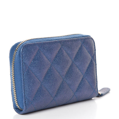Chanel Iridescent Caviar Quilted Zip Coin Purse Dark Blue 3 of 8