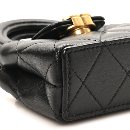 Chanel Shiny Lambskin Quilted Mini Kelly Bag Charm Black 9 of 10