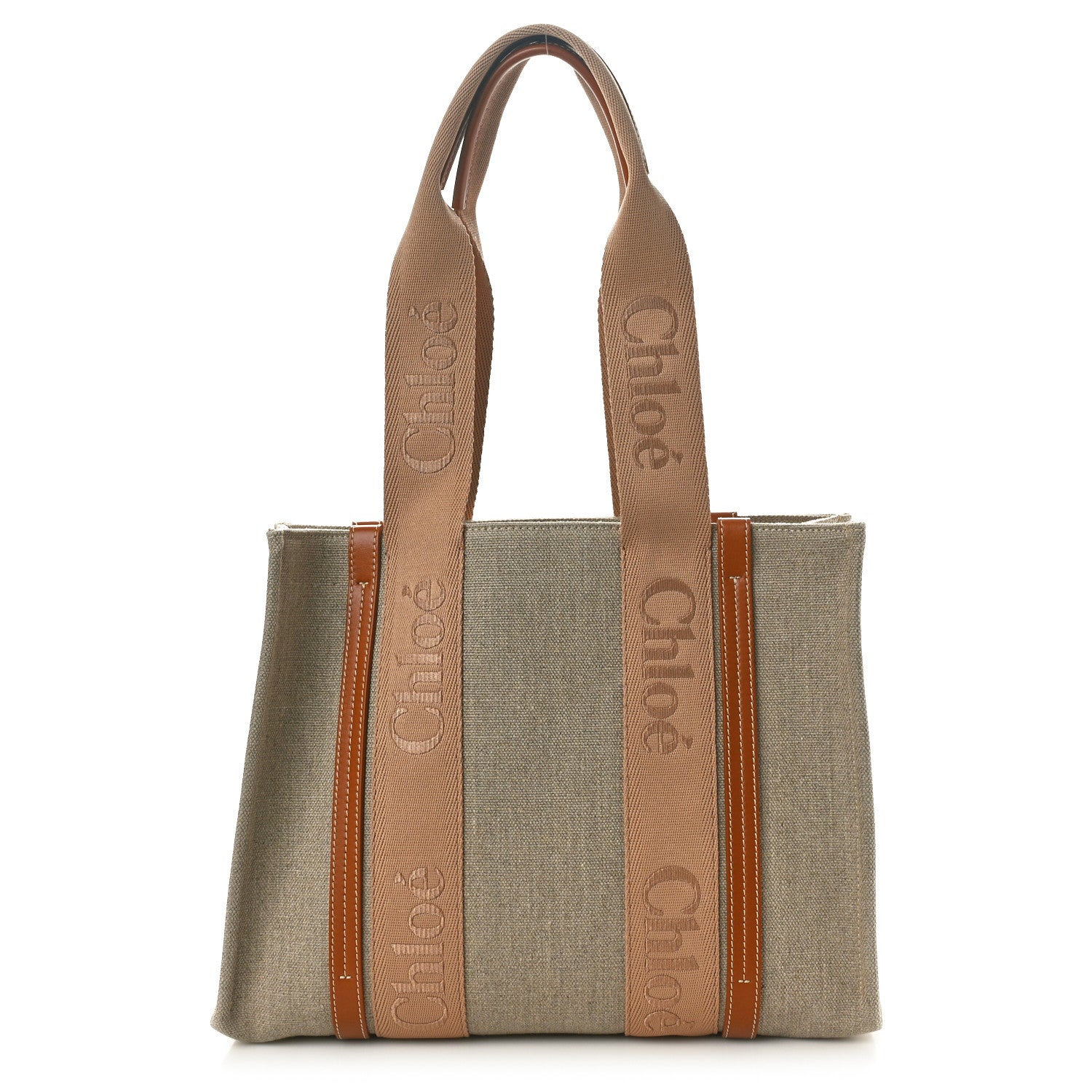 Chloe Linen Calfskin Medium Woody Ribbon Tote Soft Tan 1 of 9