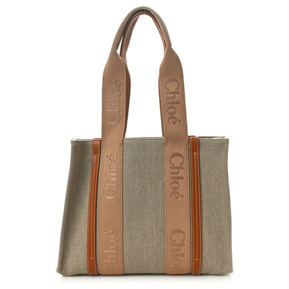 Chloe Linen Calfskin Medium Woody Ribbon Tote Soft Tan 1 of 9