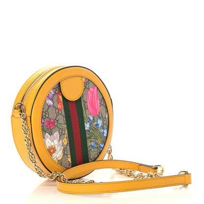 Gucci GG Supreme Monogram Flora Web Mini Ophidia Round Shoulder Bag Beige Multicolor Crop 3 of 9