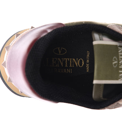 Valentino Garavani Fabric Suede Camouflage Womens Rockrunner Sneakers 38 Army Green Beige 7 of 8