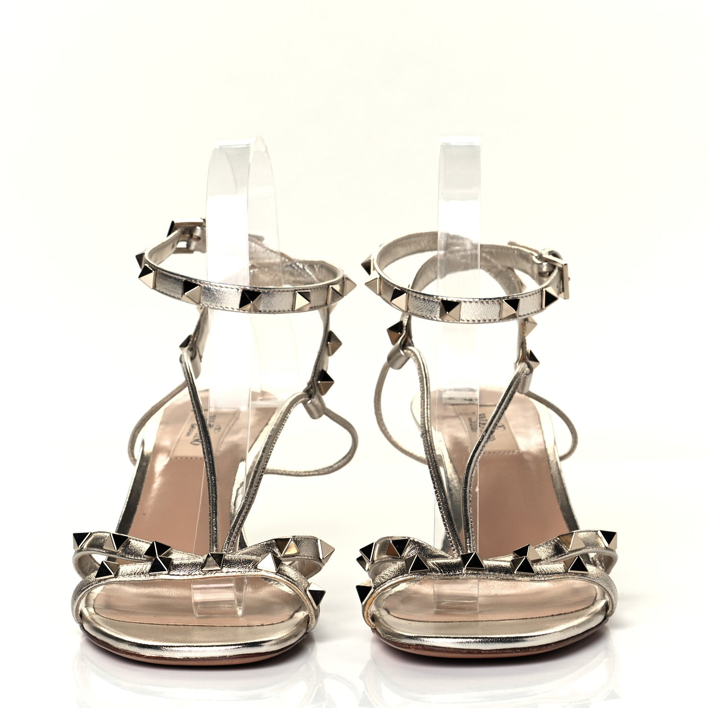 Metallic Nappa Rockstud Crisscross Slingback Sandals 41 Gold