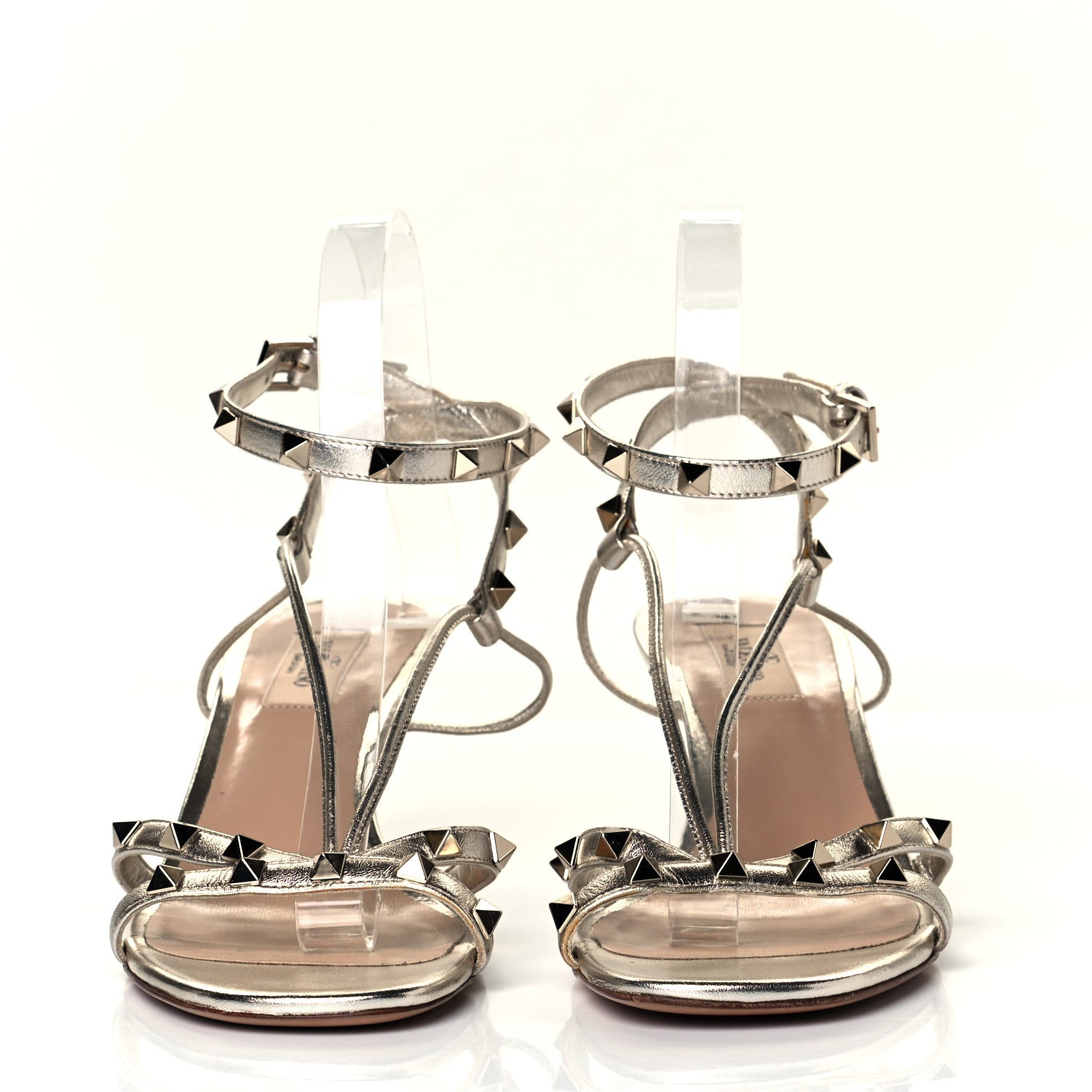 Valentino Garavani Metallic Nappa Rockstud Crisscross Slingback Sandals 41 Gold 2 of 7