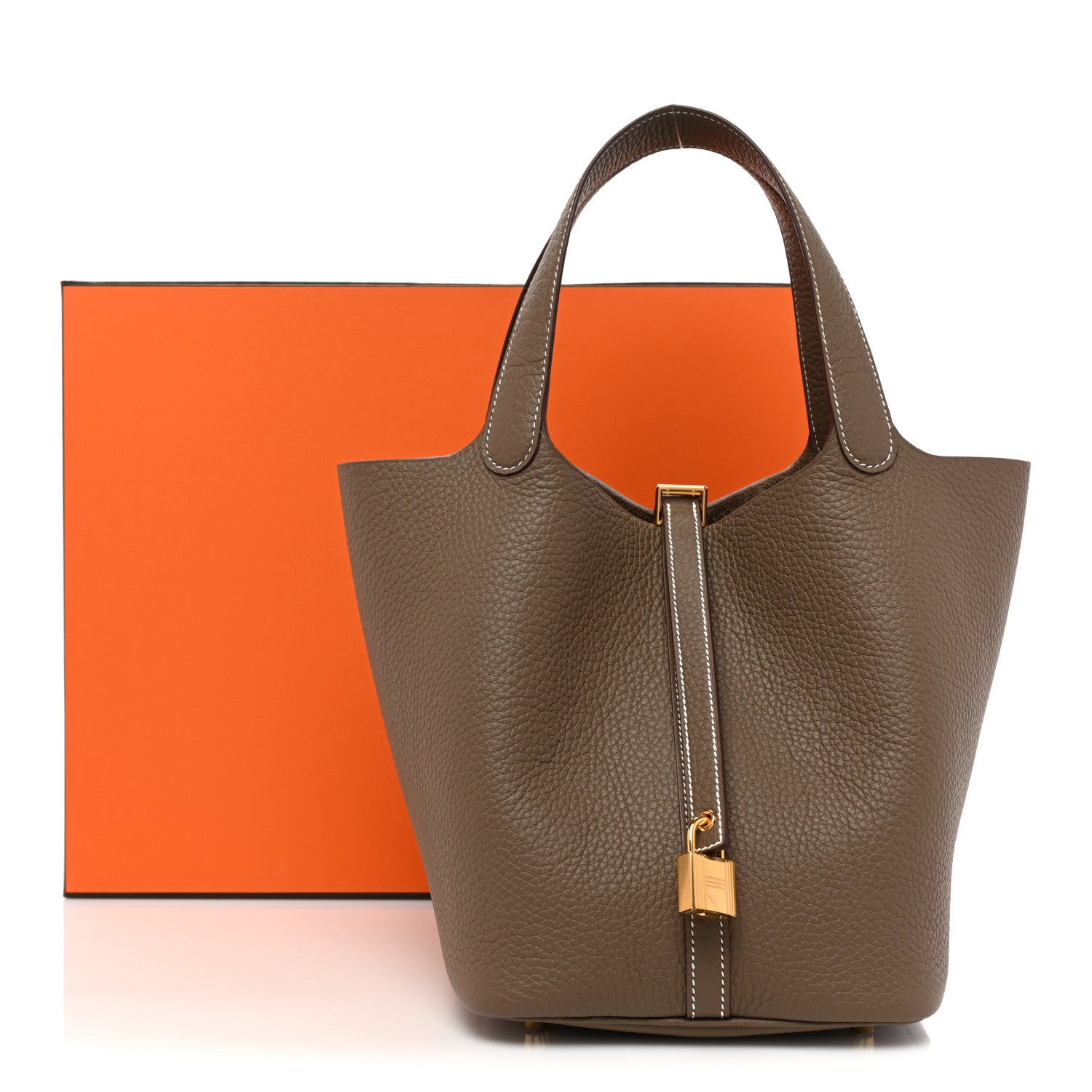 Hermes Taurillon Clemence Picotin Lock 22 MM Etoupe 9 of 9