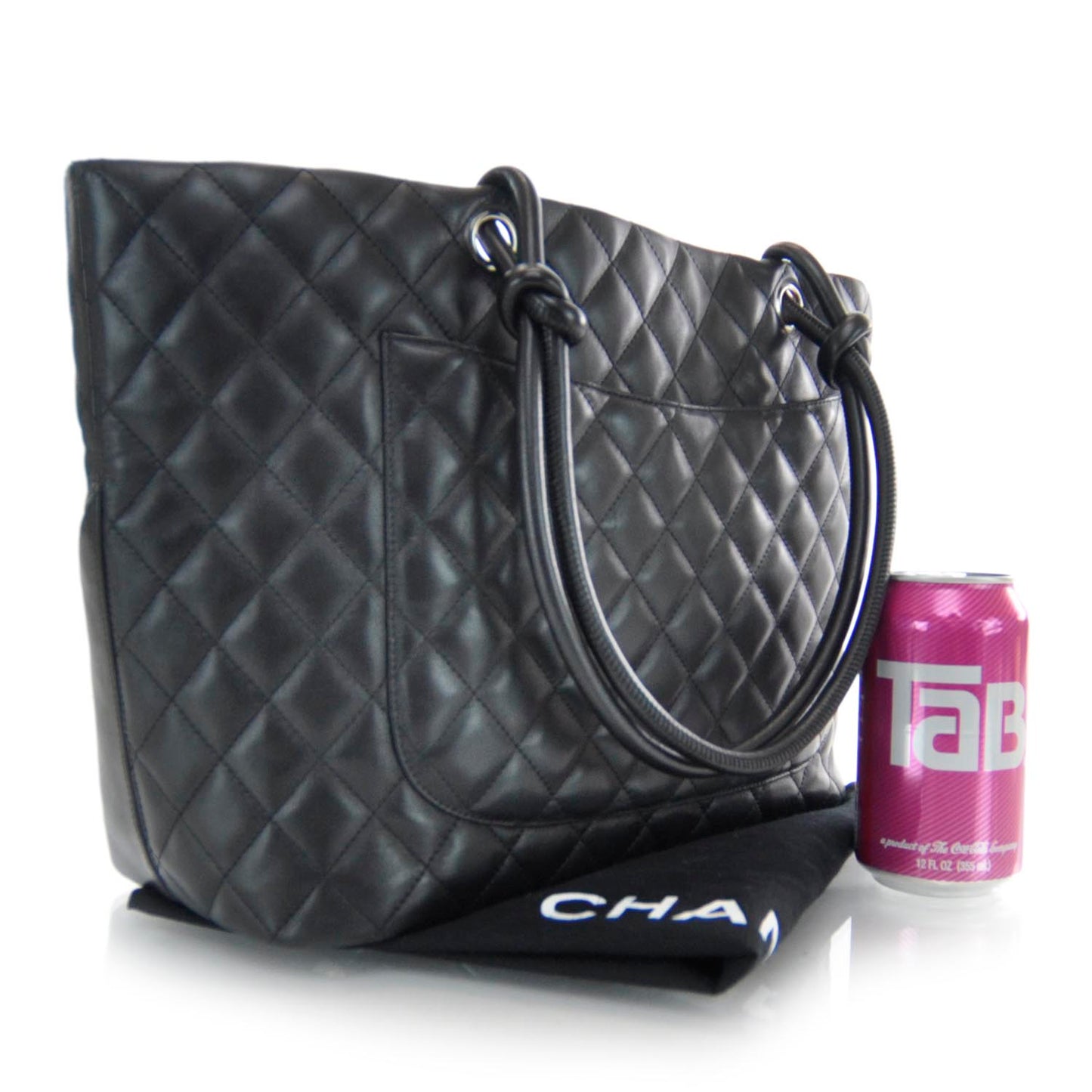 Calfskin Quilted Large Cambon Tote Black
