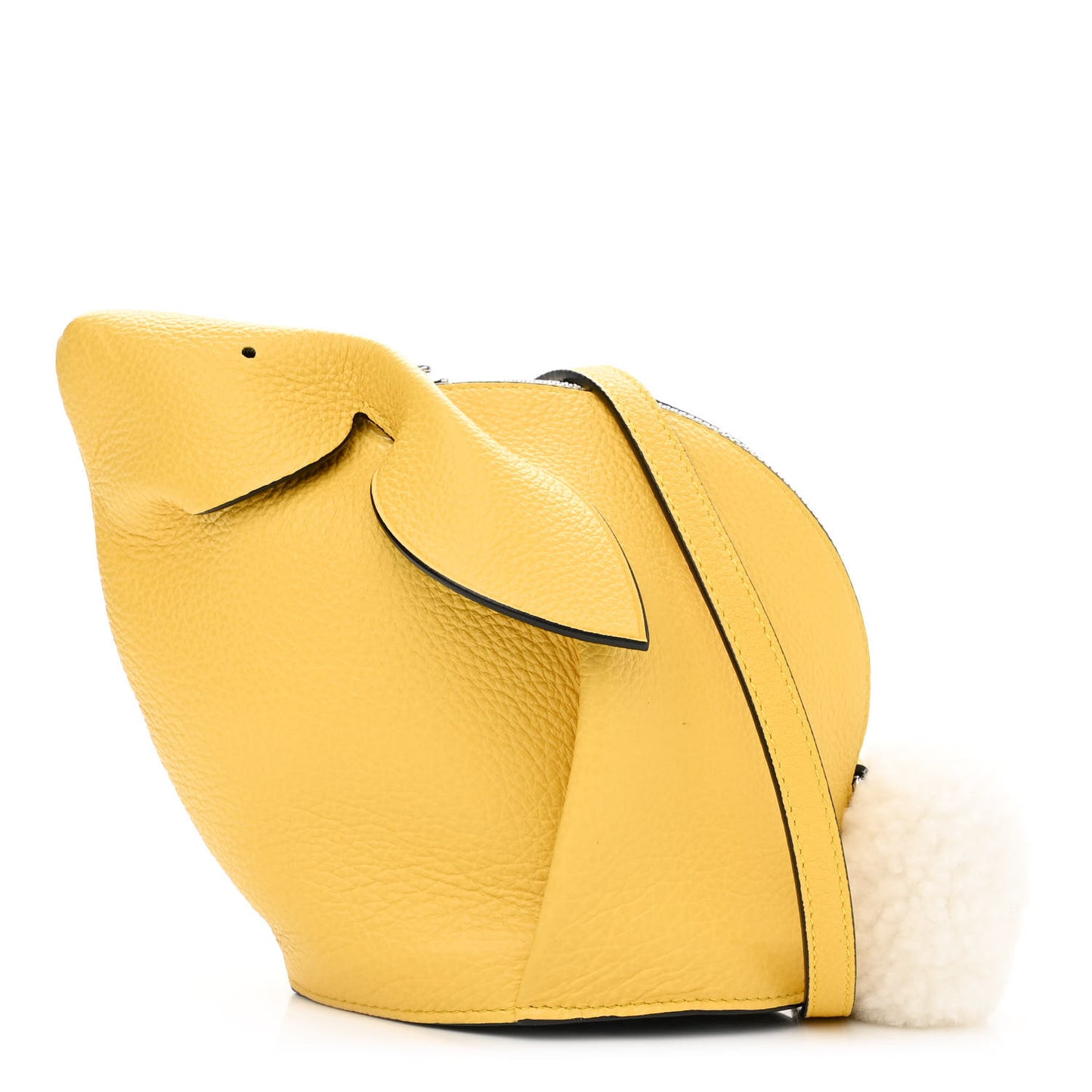 Calfskin Shearling Mini Bunny Crossbody Bag Yellow