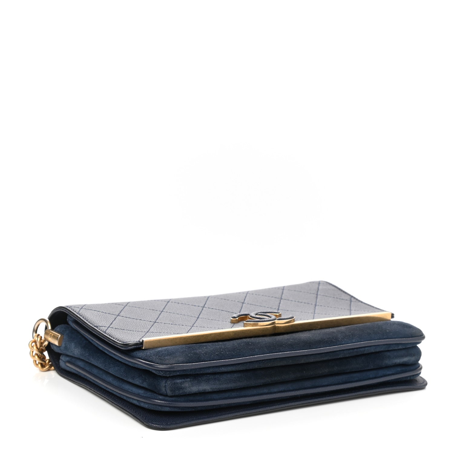 Chanel Caviar Suede Stitched Lady Coco Flap Navy 3 of 10