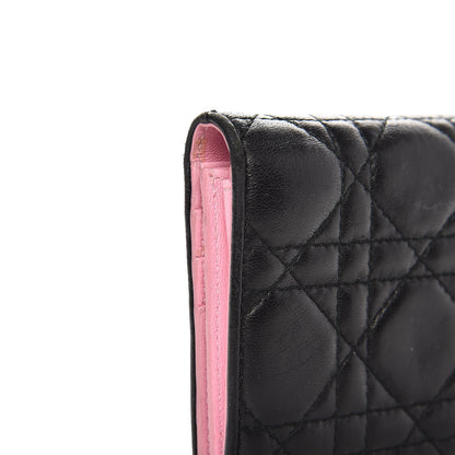 Christian Dior Lambskin Cannage Rendezvous Wallet Black 10 of 11