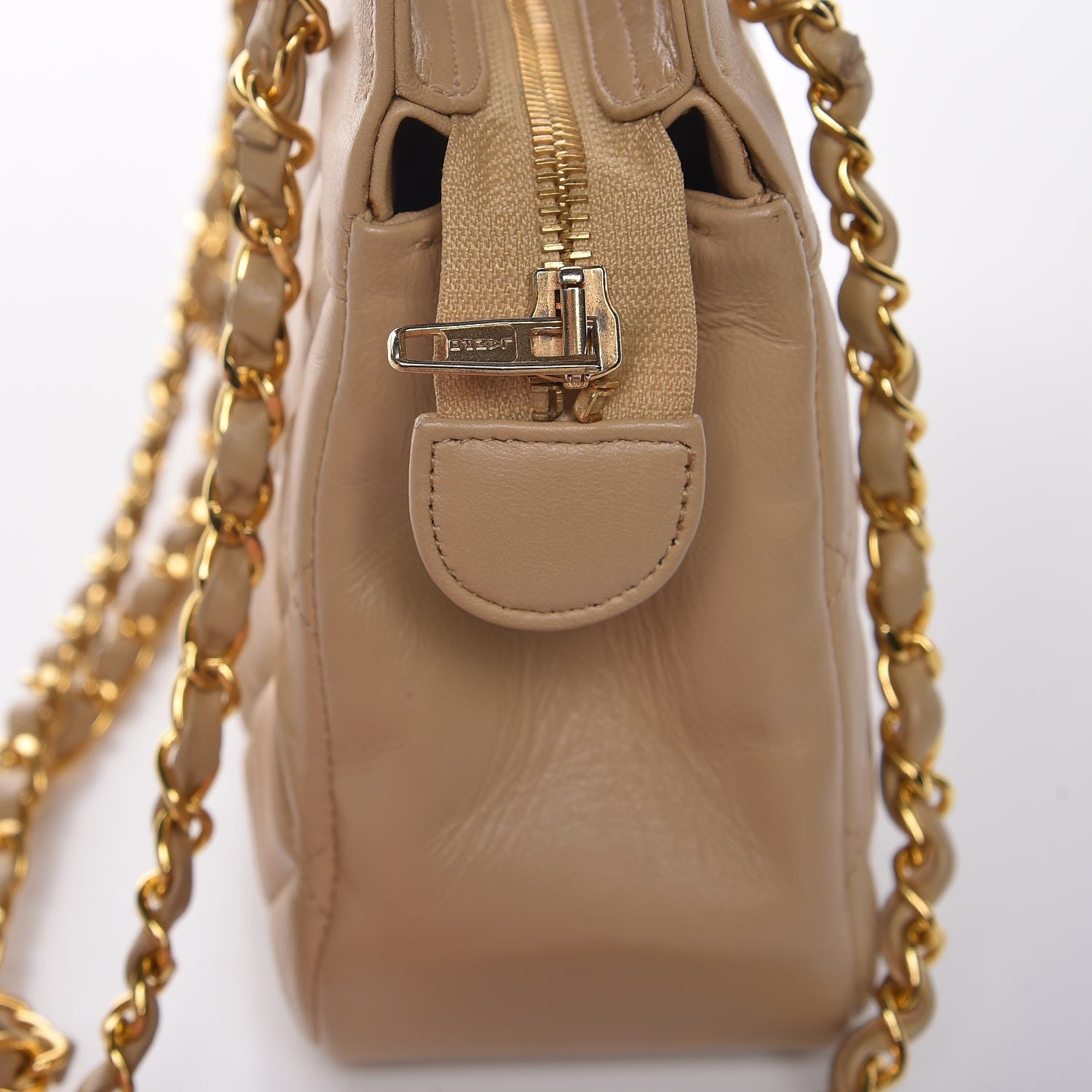 Chanel Lambskin Quilted Shoulder Bag Beige 12 of 18