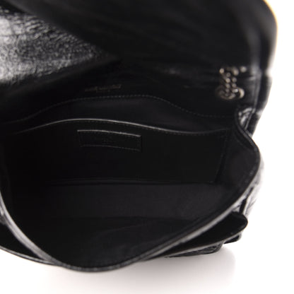 Saint Laurent Crinkled Calfskin Matelasse Monogram Baby Niki Chain Satchel Black 5 of 10