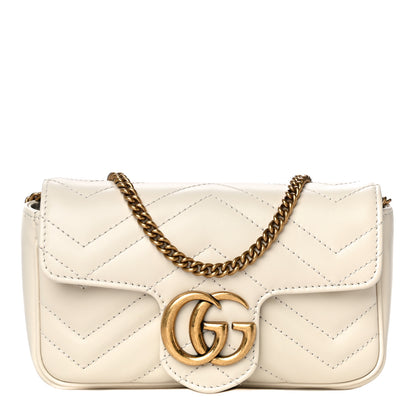 Gucci Calfskin Matelasse Super Mini GG Marmont Shoulder Bag White 1 of 11