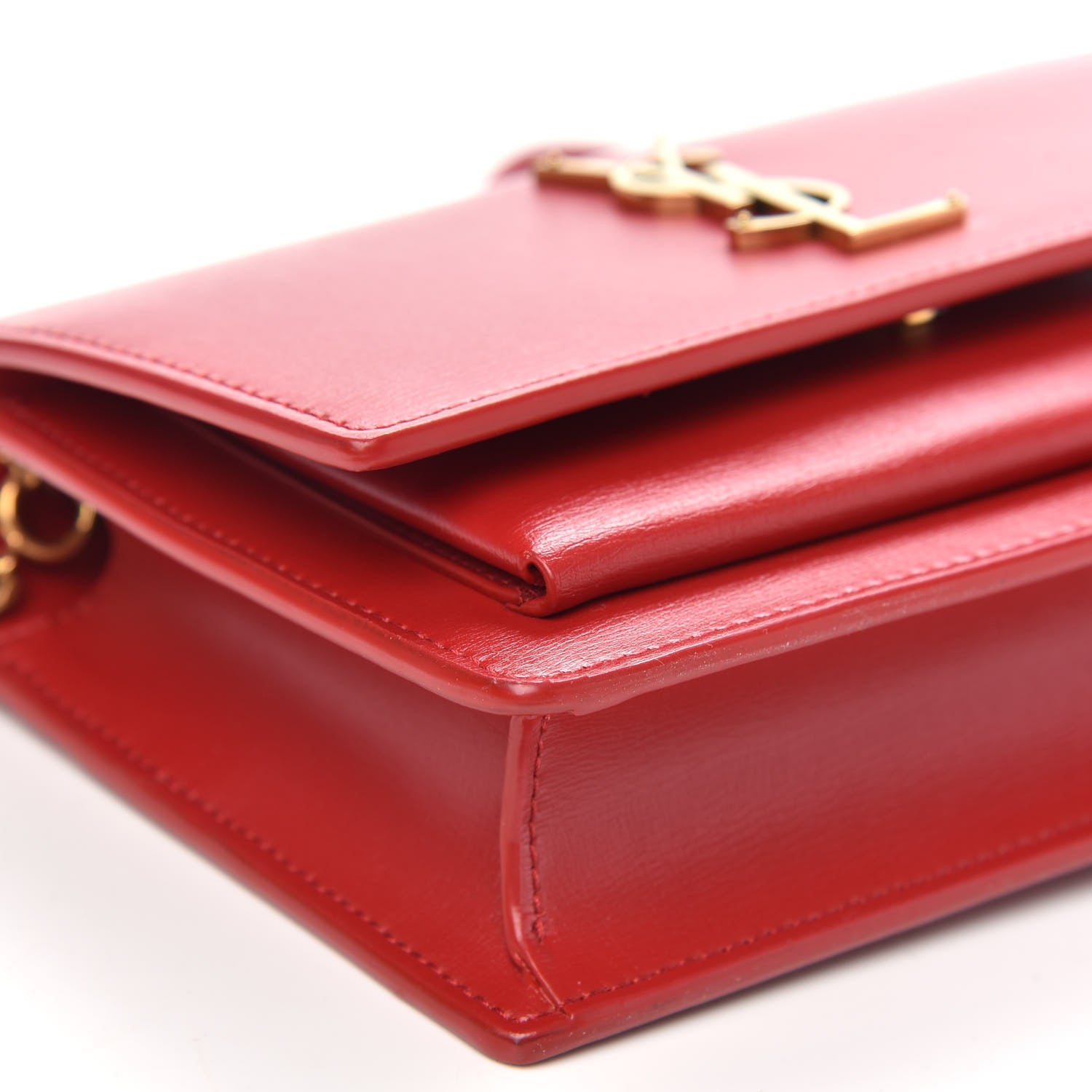 Saint Laurent Calfskin Monogram Sunset Chain Wallet Rosso 7 of 8