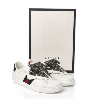 Gucci Calfskin Ayers Web Womens Ace Bow Lace Sneakers 34.5 White 11 of 11
