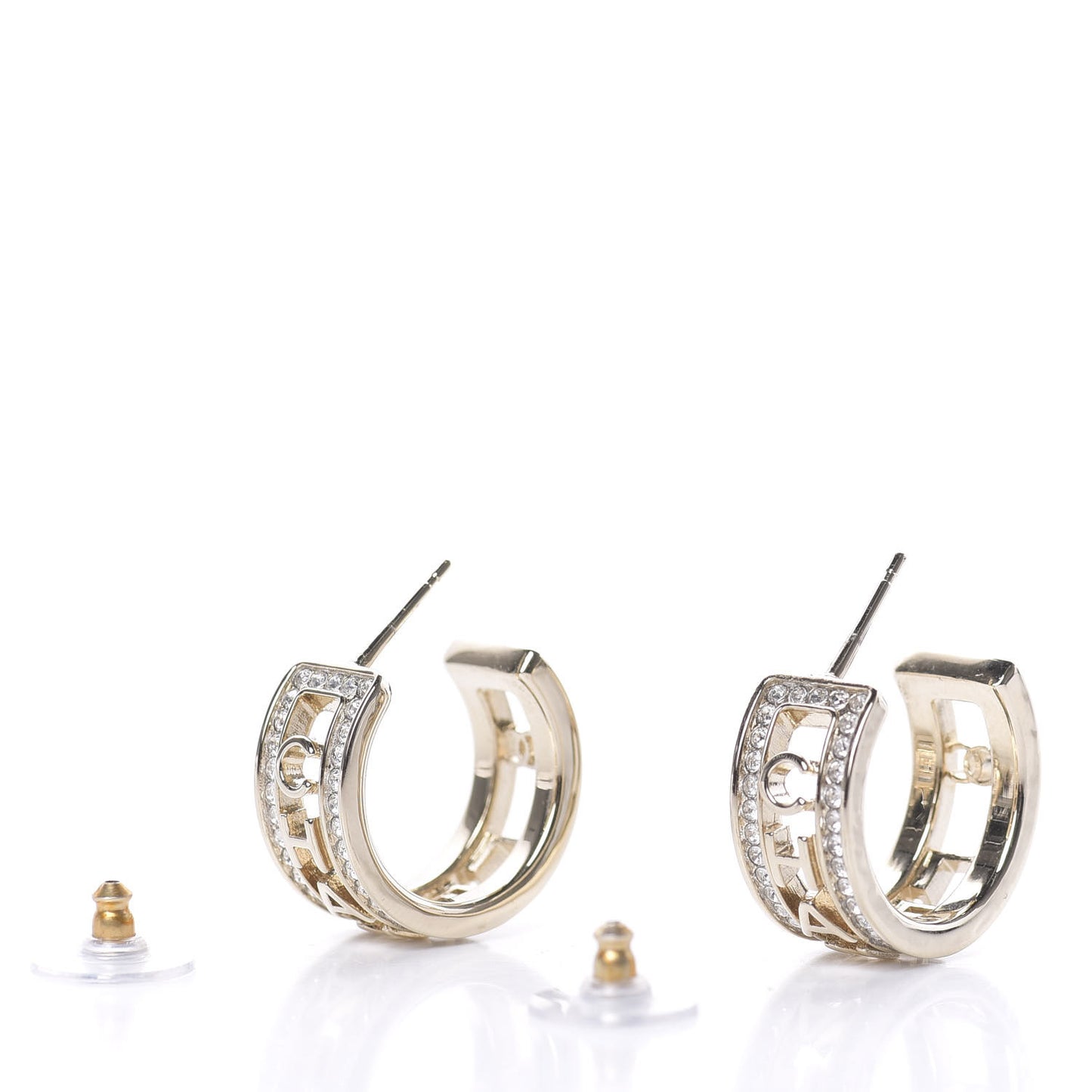 Metal Crystal Bow-tiful CC Hoop Earrings Gold