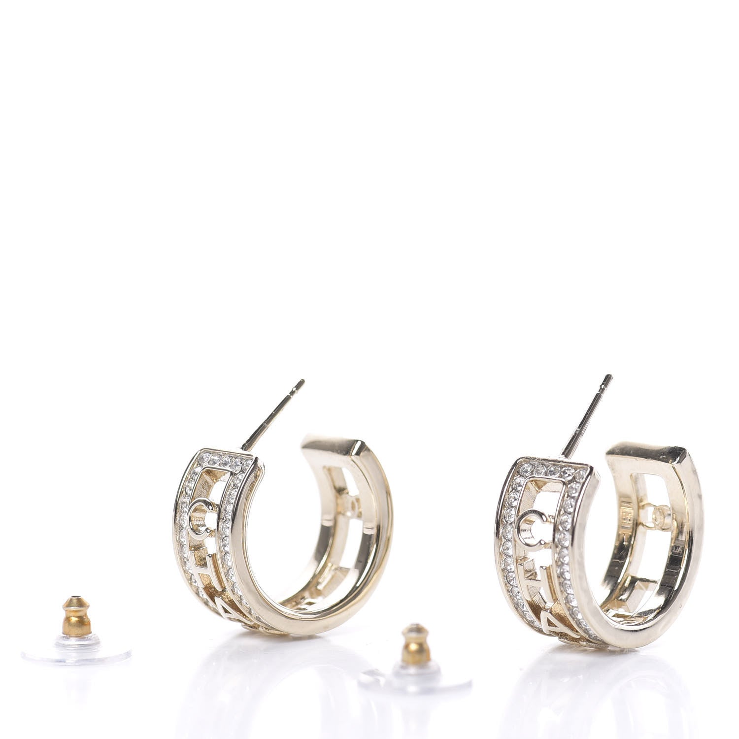 Chanel Metal Crystal Bow-tiful CC Hoop Earrings Gold 3 of 5