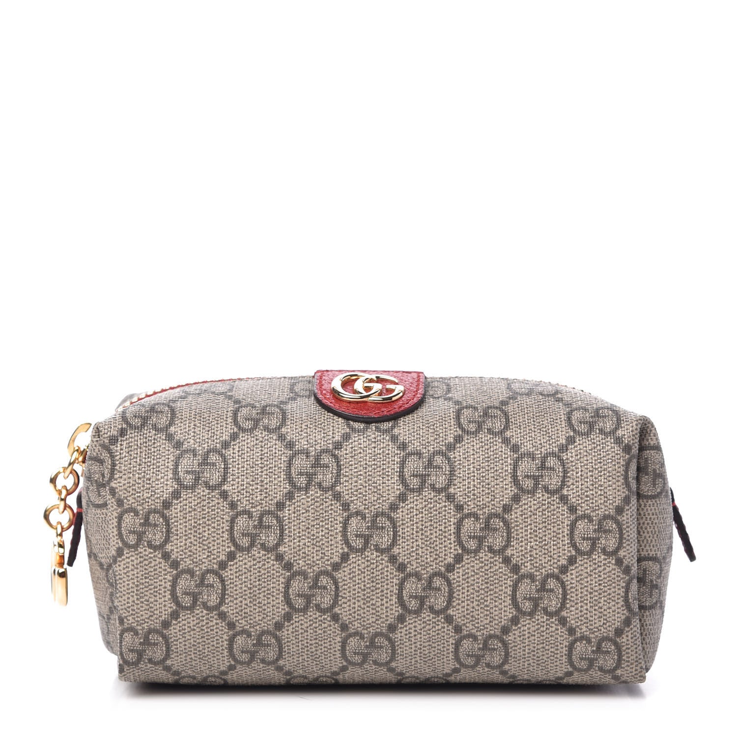 Gucci Soft GG Supreme Monogram Calfskin Small Ophidia Cosmetic Case Beige Ebony Hibiscus Red 1 of 10