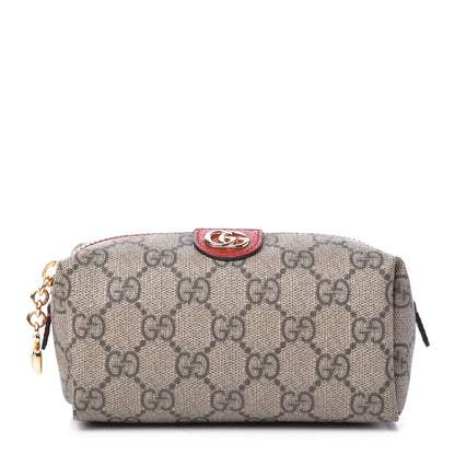 Gucci Soft GG Supreme Monogram Calfskin Small Ophidia Cosmetic Case Beige Ebony Hibiscus Red 1 of 10