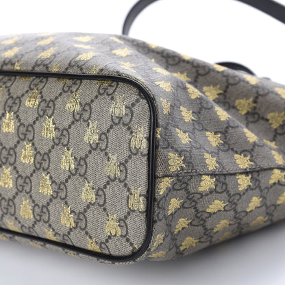 Gucci Soft GG Supreme Monogram Bees Small Crossbody Tote Beige Oro Black 7 of 10