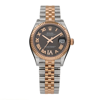 Rolex Stainless Steel 18K Everose Gold Diamond 31mm Oyster Perpetual Datejust Watch Dark Rhodium Roman 278271 1 of 5