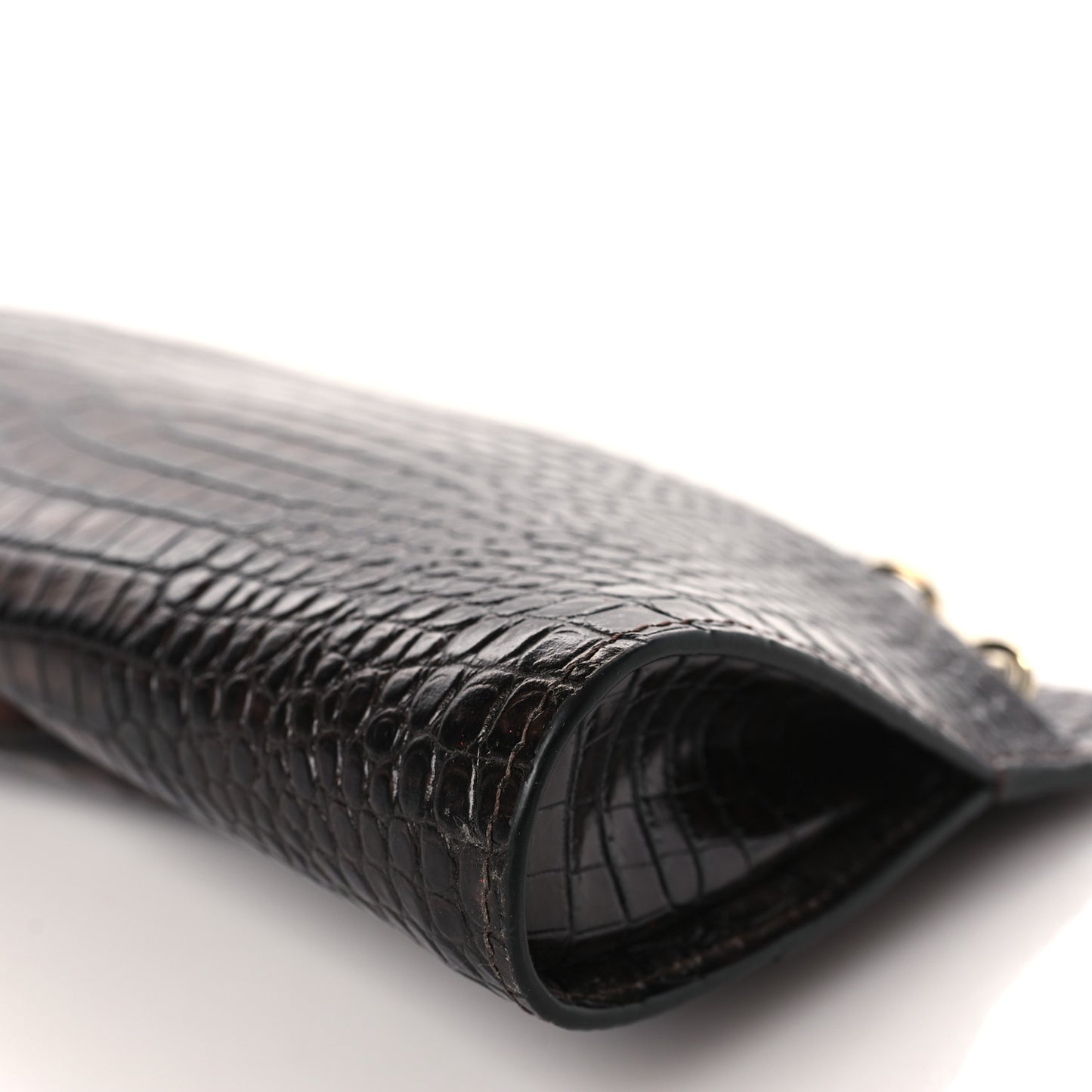 Loubitwist Crocodile Embossed Clutch Black