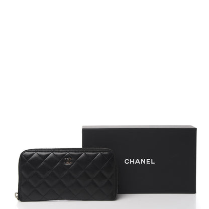 Chanel Lambskin Quilted Large Gusset Zip Around Wallet Black 9 of 9