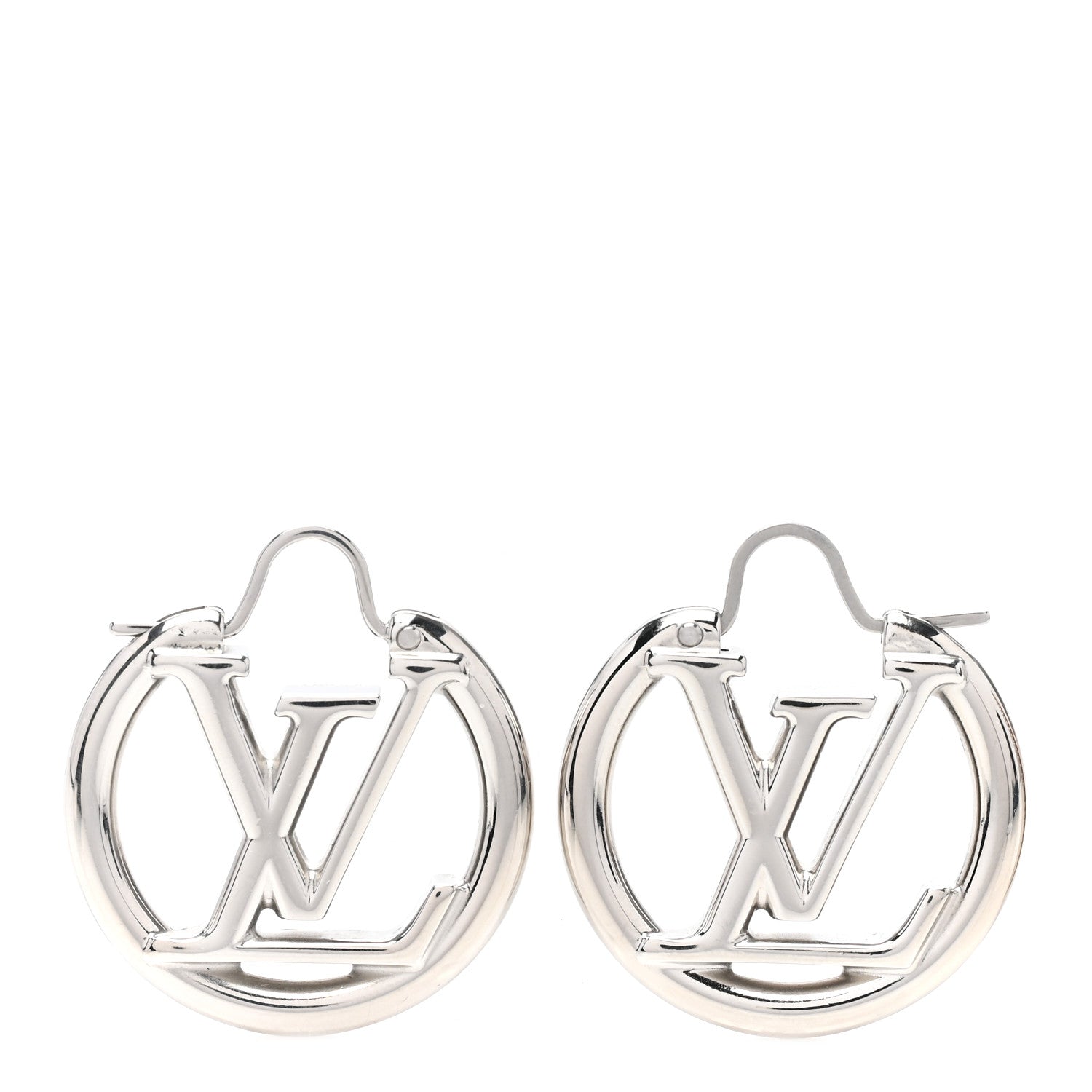 Louis Vuitton Palladium Small Louise Hoop Earrings Silver 1 of 5